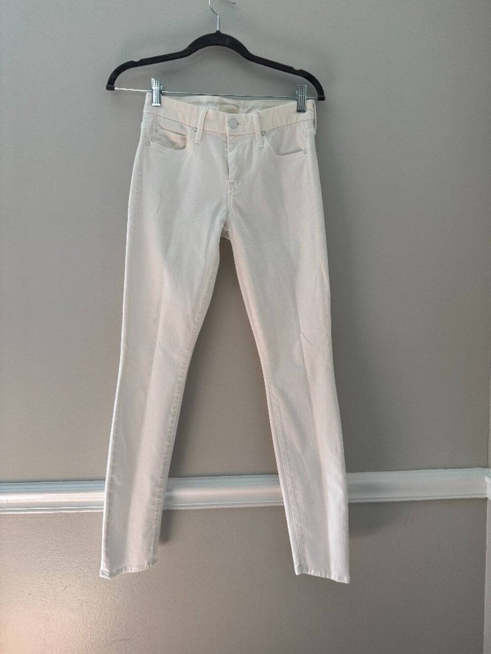 MOTHER White High-Rise Straight Leg Jeans Waist 25